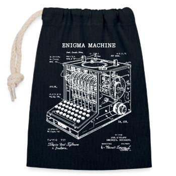 Enigma-Maschinenbauplan - Verschließbarer Geschenkbeutel aus Baumwolle (14x20cm) - Navy - Vorne