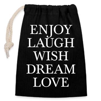Positive Life Wisdom Typo Poster - Closable cotton gift bag (14x20cm) - black - Front