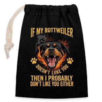 Si mon rottweiler n’aime pas l’épinette de Lustiger - Sac cadeau en coton avec cordon (14 x 20 cm) - noir - Devant