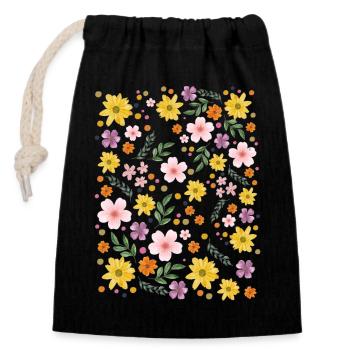 Motif magique floral aquarelle - Sac cadeau en coton avec cordon (14 x 20 cm) - noir - Devant