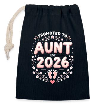 Tante 2026 Tante 2026 Befördert zu Tante 2026 - Verschließbarer Geschenkbeutel aus Baumwolle (14x20cm) - Navy - Vorne