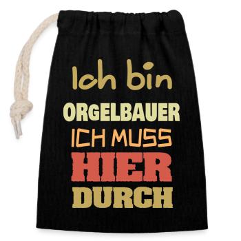 Gift for organ builders - Closable cotton gift bag (14x20cm) - black - Front