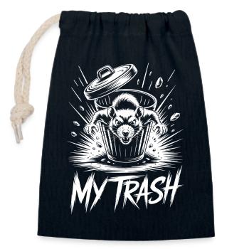 Aggressive Ratte im Mülleimer – My Trash - Verschließbarer Geschenkbeutel aus Baumwolle (14x20cm) - Navy - Vorne
