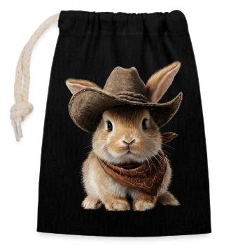 Pays de l’Ouest du Pays de l’Ouest du Chapeau Lapin Lapin - Sac cadeau en coton avec cordon (14 x 20 cm) - noir - Devant