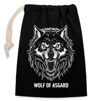 Wolf von Fenrir Asgard Maskottchen Wolf von Asgard - Verschließbarer Geschenkbeutel aus Baumwolle (14x20cm) - Schwarz - Vorne