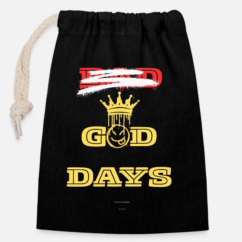 God Days - Closable cotton gift bag (14x20cm) - black