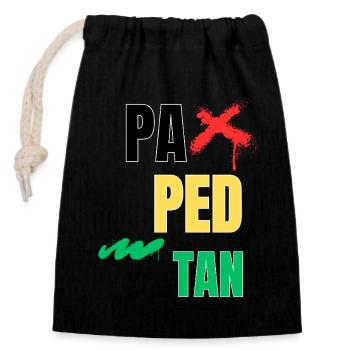 pa_ped_tan - Closable cotton gift bag (14x20cm) - black - Front