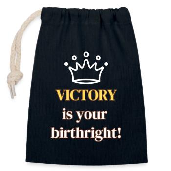 La victoire est ton droit de naissance – au nom de Jésus - Sac cadeau en coton avec cordon (14 x 20 cm) - bleu marine - Devant