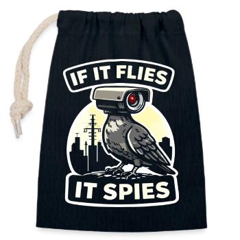 Raven avec un design d’espionnage caméra - Sac cadeau en coton avec cordon (14 x 20 cm) - bleu marine - Devant