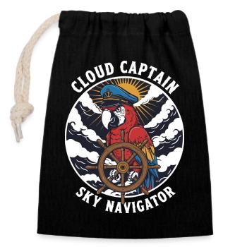 Parrot Captain Cloud Sky Navigator - Closable cotton gift bag (14x20cm) - black - Front