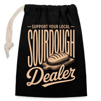 Lokaler Support für Sauerteighändler - Verschließbarer Geschenkbeutel aus Baumwolle (14x20cm) - Schwarz - Vorne