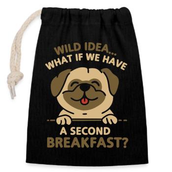 Second Breakfast  - Closable cotton gift bag (14x20cm) - black - Front
