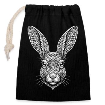 Hare - Closable cotton gift bag (14x20cm) - black - Front
