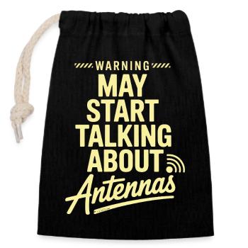 Retro Tech Satire Antenna Talk Poster - Closable cotton gift bag (14x20cm) - black - Front
