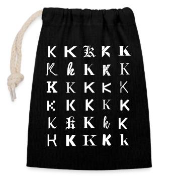 K Monogram Mosaic - Closable cotton gift bag (14x20cm) - black - Front