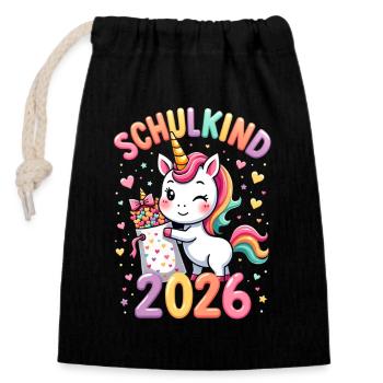 School Child 2026 School Enrollment 2026 Back to School - Closable cotton gift bag (14x20cm) - black - Front