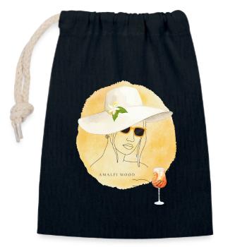 Amalfi Mood Lemon Summer Design - Closable cotton gift bag (14x20cm) - navy - Front