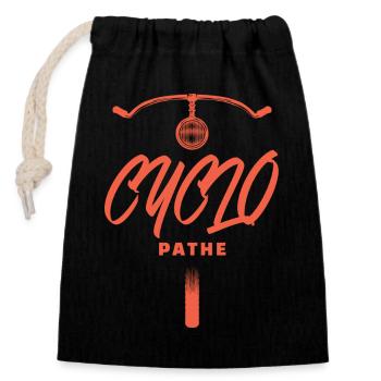 Cyclo pathe humour cycliste passion vélo vintage - Sac cadeau en coton avec cordon (14 x 20 cm) - noir - Devant