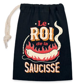 Le Roi de la Saucisse - Sac cadeau en coton avec cordon (14 x 20 cm) - bleu marine - Devant
