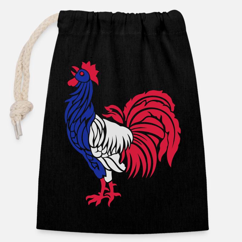 coq flexo - Sac cadeau en coton avec cordon (14 x 20 cm) - noir