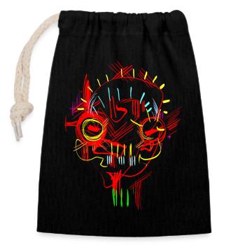 Africa mask - Closable cotton gift bag (14x20cm) - black - Front