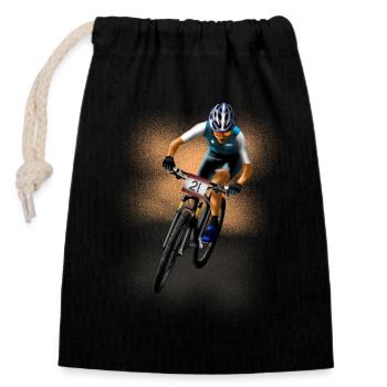 mountainbike - Closable cotton gift bag (14x20cm) - black - Front
