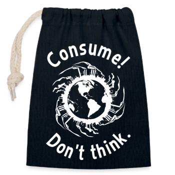 Consume ! Ne pense pas. - Sac cadeau en coton avec cordon (14 x 20 cm) - bleu marine - Devant