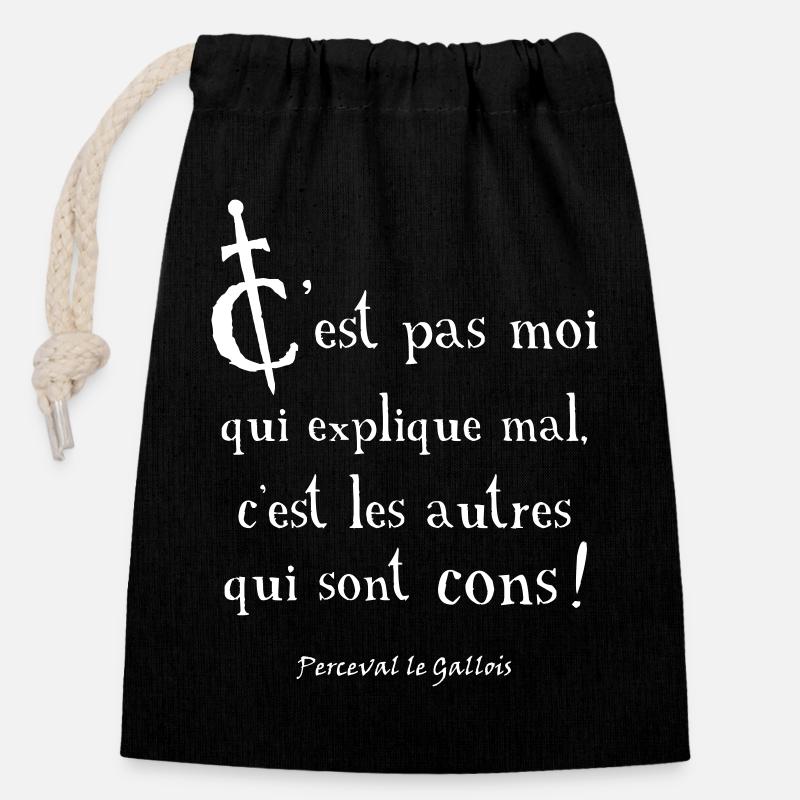 Perceval, c'est les autres qui sont cons ! - Sac cadeau en coton avec cordon (14 x 20 cm) - noir
