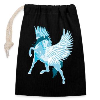 Pégase Cheval ailé de la mythologie grecque - Sac cadeau en coton avec cordon (14 x 20 cm) - noir - Devant