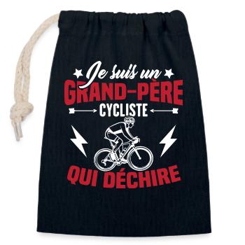 Je suis un Grand-père Cycliste qui déchire - Sac cadeau en coton avec cordon (14 x 20 cm) - bleu marine - Devant