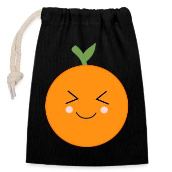 Orangen Frucht Früchte Kostüm Fasching Karneval - Verschließbarer Geschenkbeutel aus Baumwolle (14x20cm) - Schwarz - Vorne