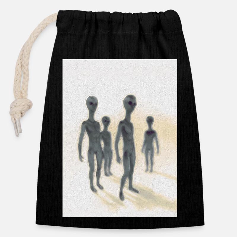 Aliens - Closable cotton gift bag (14x20cm) - black