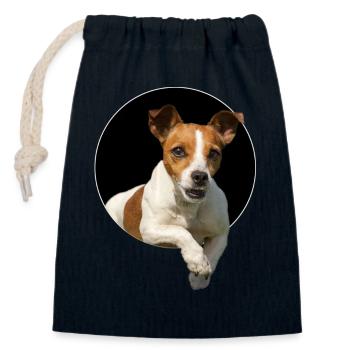 Jack Russel aus dem Loch - Verschließbarer Geschenkbeutel aus Baumwolle (14x20cm) - Navy - Vorne