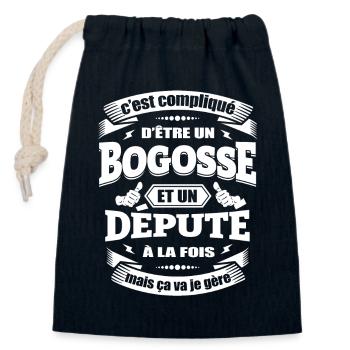 BOGOSSE ET DÉPUTÉ - Sac cadeau en coton avec cordon (14 x 20 cm) - bleu marine - Devant