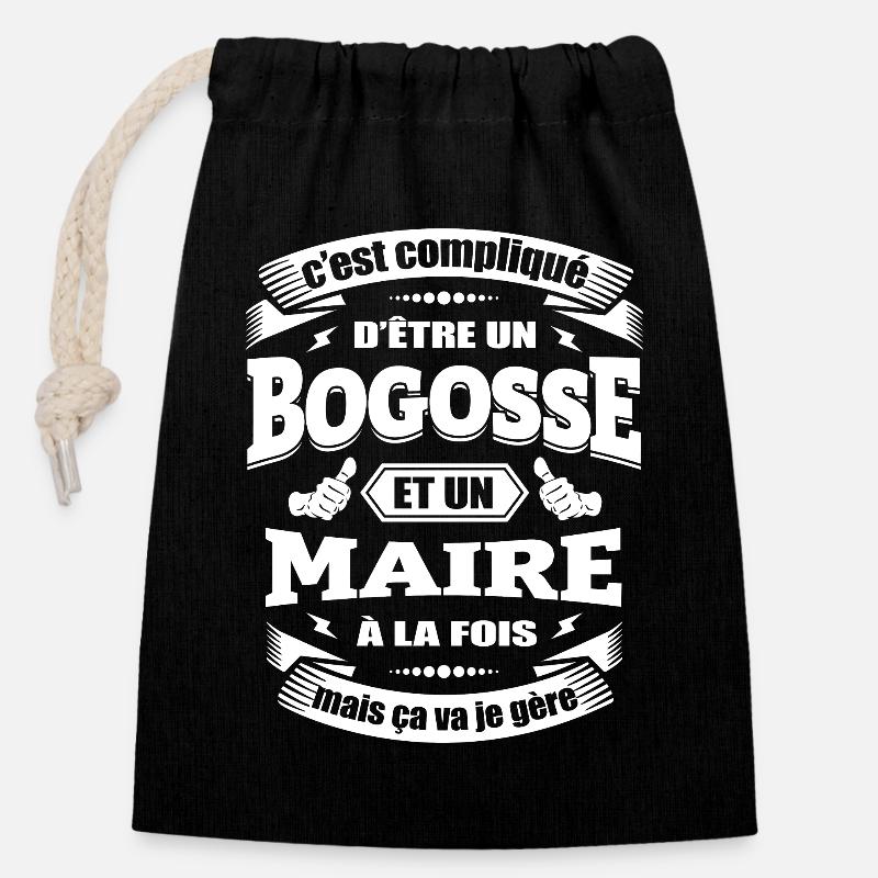 BOGOSSE ET MAIRE - Sac cadeau en coton avec cordon (14 x 20 cm) - noir