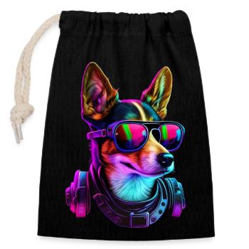 Basenji Dogs Basenjis - Closable cotton gift bag (14x20cm) - black - Front