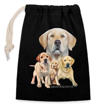 Labrador Retriever - Sac cadeau en coton avec cordon (14 x 20 cm) - noir - Devant