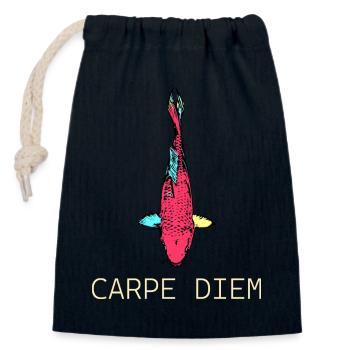 Neon Koi Carpe Diem - Verschließbarer Geschenkbeutel aus Baumwolle (14x20cm) - Navy - Vorne