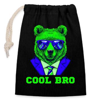 Cool Bro Bear - Closable cotton gift bag (14x20cm) - black - Front