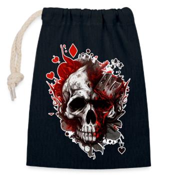 Splash multicolor skull. poker face - Closable cotton gift bag (14x20cm) - navy - Front