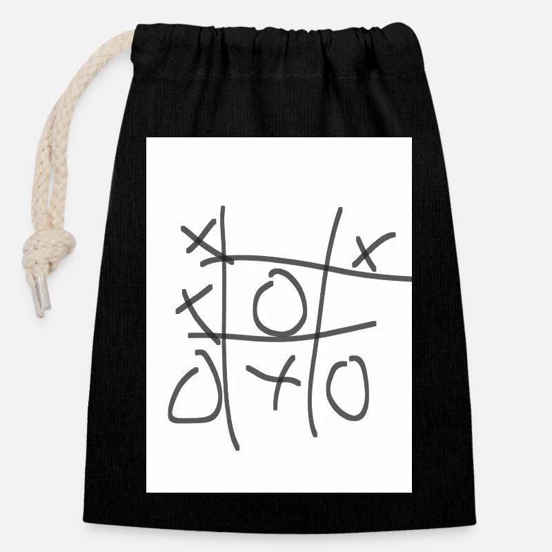 Tictactoe - Sac cadeau en coton avec cordon (14 x 20 cm) - noir