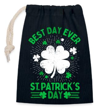 Saint Patrick Best day ever St Patricks day - Closable cotton gift bag (14x20cm) - navy - Front