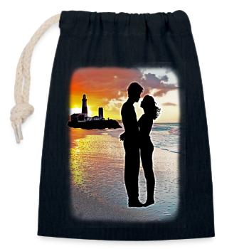 Lovers - Closable cotton gift bag (14x20cm) - navy - Front