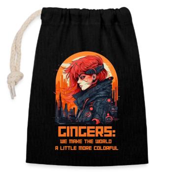 Gingers Make the World a Brighter Place - Closable cotton gift bag (14x20cm) - black - Front