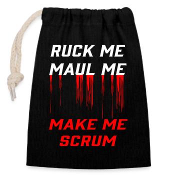 Passion rugby : jerk, bouche, mêlée - Sac cadeau en coton avec cordon (14 x 20 cm) - noir - Devant