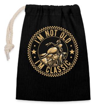 Je ne suis pas vieux Je suis moto classique Moto Moto Conduite - Sac cadeau en coton avec cordon (14 x 20 cm) - noir - Devant