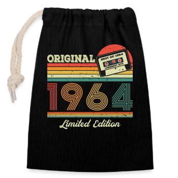 Édition limitée originale de 1964 millésime année de naissance - Sac cadeau en coton avec cordon (14 x 20 cm) - noir - Devant