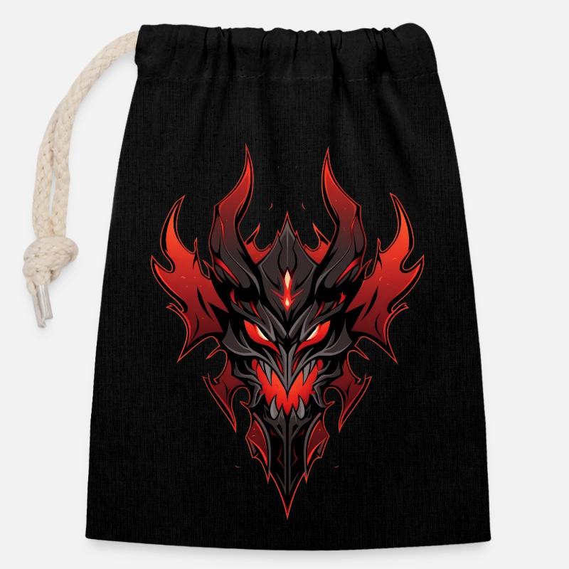 Dark Demond Fire Head - Sac cadeau en coton avec cordon (14 x 20 cm) - noir
