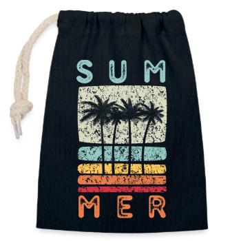 Retro-Sommerpalme - Verschließbarer Geschenkbeutel aus Baumwolle (14x20cm) - Navy - Vorne