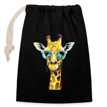 Meli la girafe - Sac cadeau en coton avec cordon (14 x 20 cm) - noir - Devant